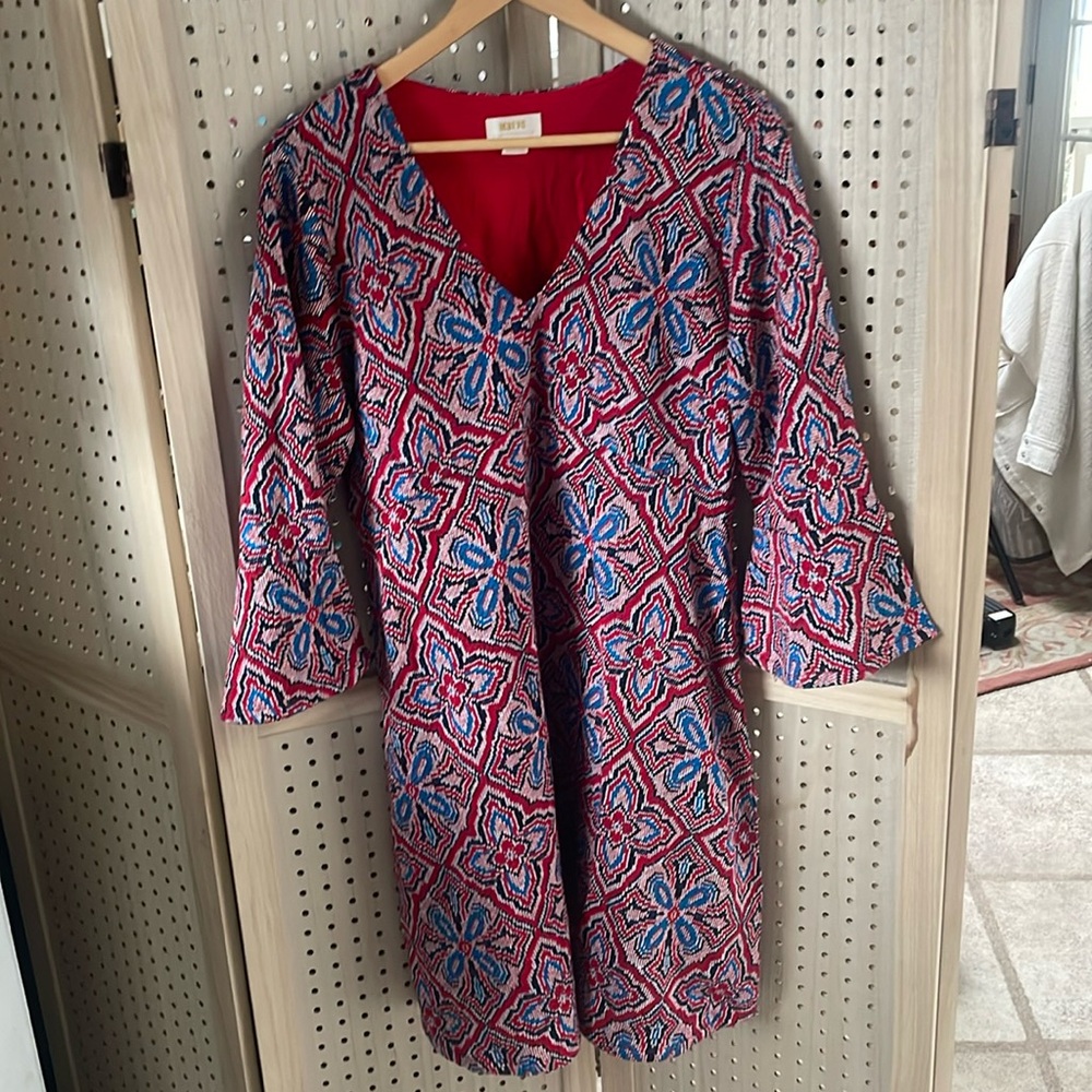 EUC Anthropologie Maeve Barrie Sweater Dress XL- Knit Bell Sleeve- Boho Red